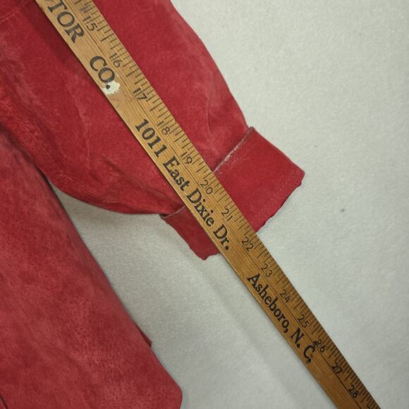 Vtg Nygard Collection Leather Shirt Jacket 16 Petite Womens Red Button Up - Picture 5 of 15